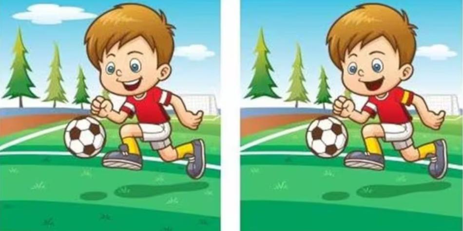 Acertijo visual niño jugando fútbol