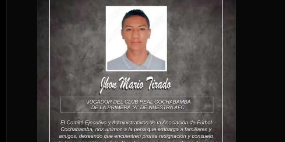 Jhon Tirado, fallecido en Bolivia