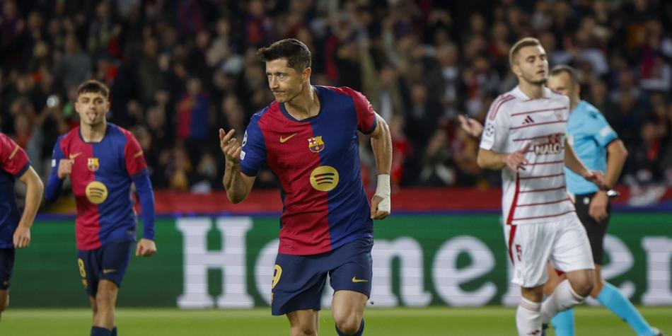 Robert Lewandowski en Barcelona vs Brest