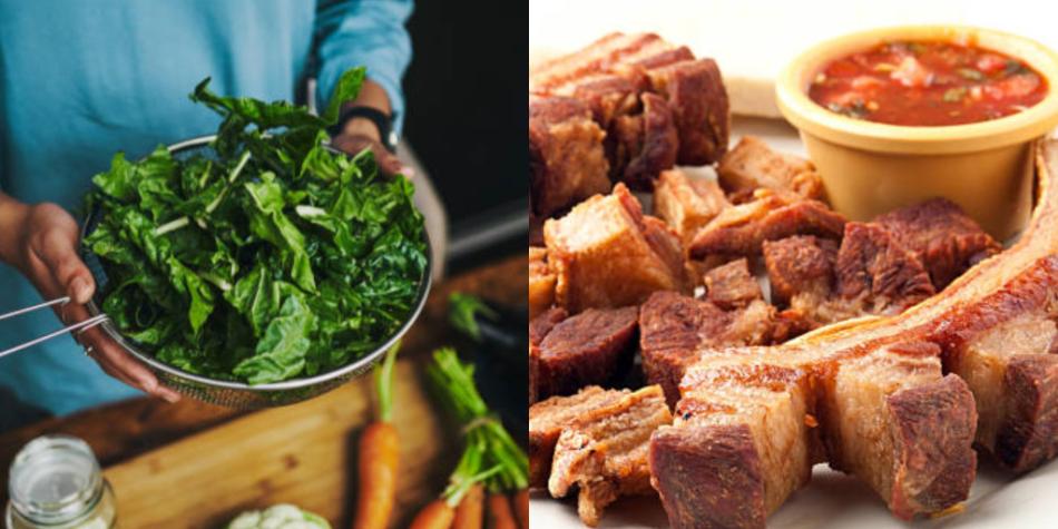 Espinaca y chicharrón