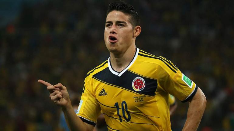 El momento del festejo de James en el Maracaná tras su gol a Uruguay.